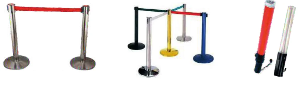Retractable queue barriers and LED traffic baton