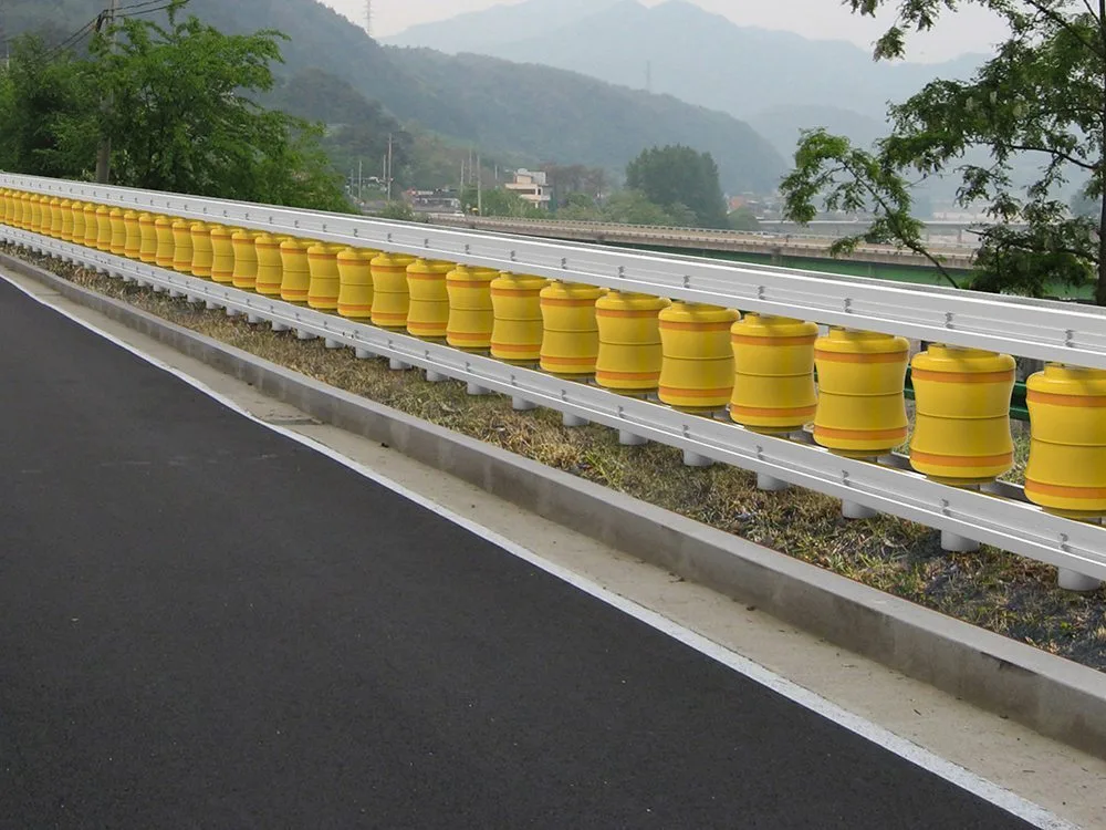 Rolling barrier on a newly surfaced hill road